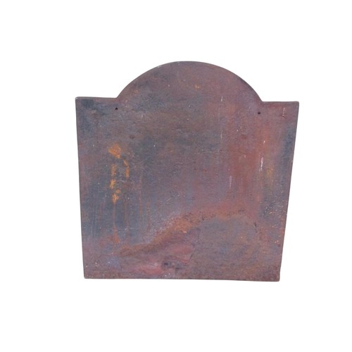 1022 - A heavy cast brass iron fire back with inverted anchor, coronet and further detail, 60 cm x 53 cm