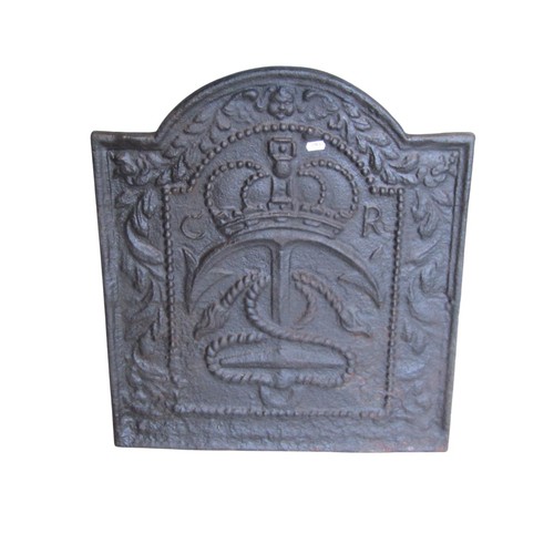 1027 - A rectangular cast iron fire basket together with an accompanying cast iron fire back and hood (3)