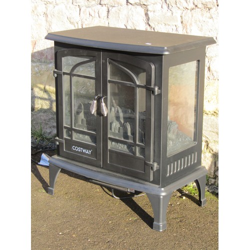 1040 - A Costway modern electric fire in the form of a mock small modern burning stove