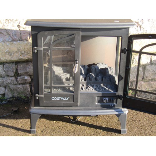 1040 - A Costway modern electric fire in the form of a mock small modern burning stove