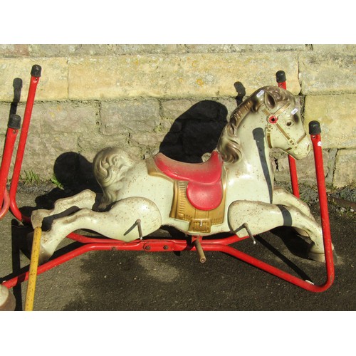 1046 - Three vintage Mobo rocking horses to include a Prairie King example (af)