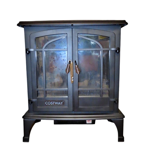 1040 - A Costway modern electric fire in the form of a mock small modern burning stove