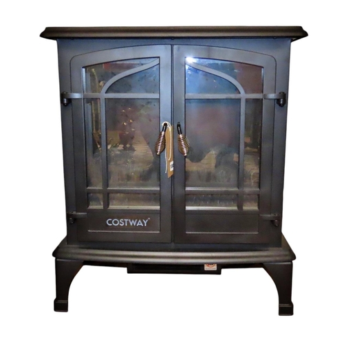 1040 - A Costway modern electric fire in the form of a mock small modern burning stove