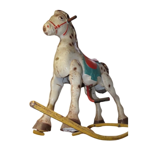 1046 - Three vintage Mobo rocking horses to include a Prairie King example (af)