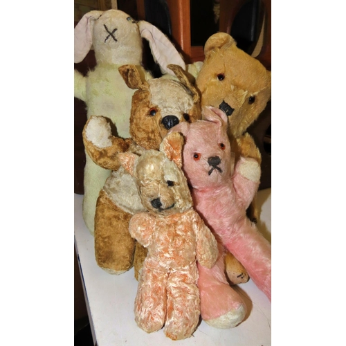 772 - Five vintage cuddly toys - four bears and a bunny