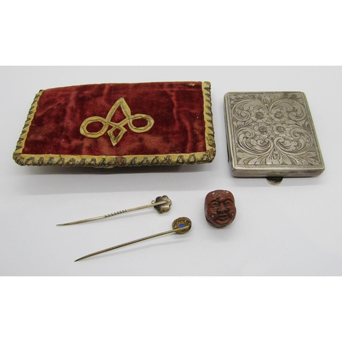 340 - Mixed group of antique jewellery and bijouterie to include a gilt metal seal fob engraved 'Margaret'... 