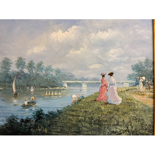 1894 - Two 20th century oil paintings: After Sir Thomas Lawrence - 'The Red Boy' reproduction painting sign... 