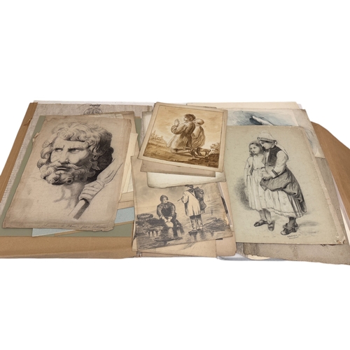 2001 - A collection of 19th century drawings and paintings (some signed and inscribed including Emily Parry... 