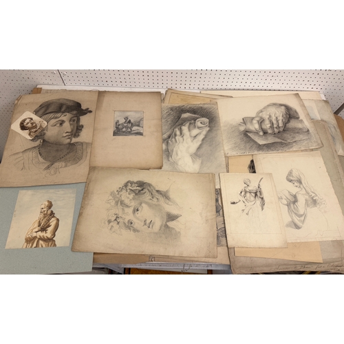 2001 - A collection of 19th century drawings and paintings (some signed and inscribed including Emily Parry... 