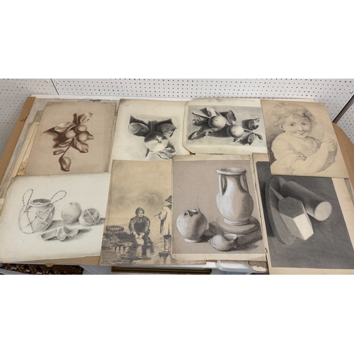 2001 - A collection of 19th century drawings and paintings (some signed and inscribed including Emily Parry... 