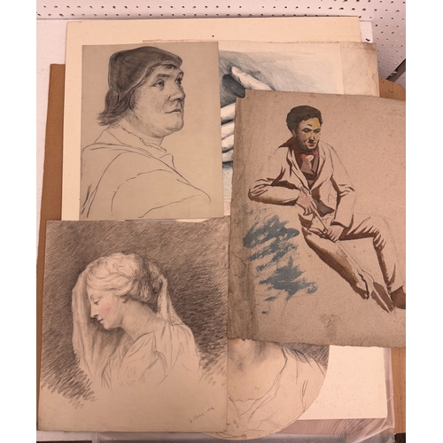 2001 - A collection of 19th century drawings and paintings (some signed and inscribed including Emily Parry... 