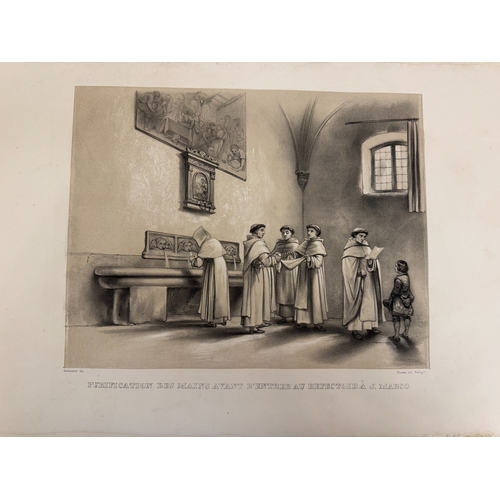 2002 - A folio album of lithographs and engravings, to include: Levasseur - Churches in Italy; Wenzel - 'Vi... 