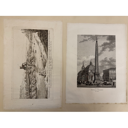 2002 - A folio album of lithographs and engravings, to include: Levasseur - Churches in Italy; Wenzel - 'Vi... 