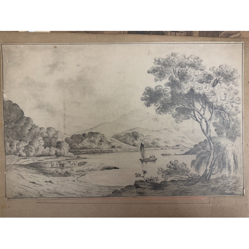 2005 - A large group of 18th and 19th century drawings and watercolours of country scenes, landscapes and r... 