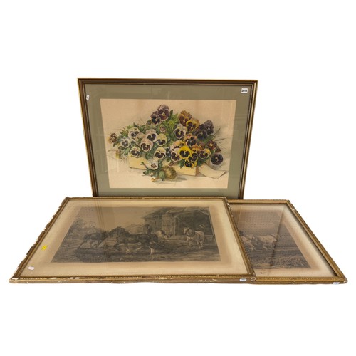 2013 - Three 19th century prints to include: A pair of engravings after W.H. Hopkins titled 'Winter' and 'S... 