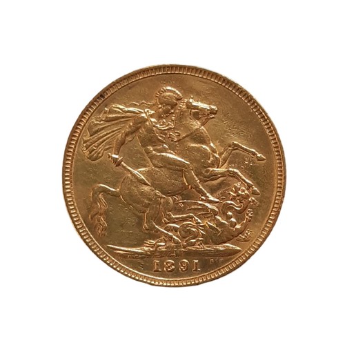 90 - Victoria, 1837-1901. 1891 Full gold Sovereign (1 coin)