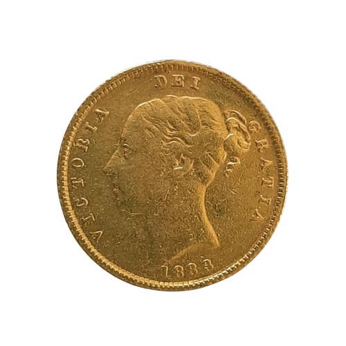 72 - Victoria, 1837-1901. 1883 Half gold Sovereign, Young head. Shield reverse. (1 coin)