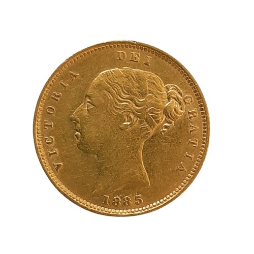 75 - Victoria, 1837-1901. 1885 Half gold Sovereign, Young head. Shield reverse. (1 coin)