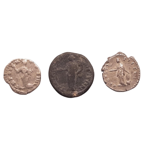 25 - Roman Empire. Antoninus Pius, 138-161 AD. AR Denarius. Rome mint. Faustina II (Wife of Antoninius Pi... 