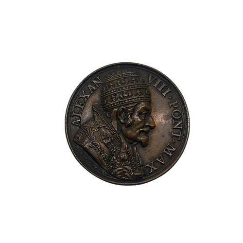 49 - Italy (papal state) 17th century. A bronze medallion, commemorating the papacy of Pope Alexander VII... 