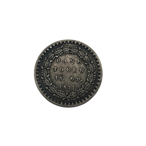 58 - George III, 1760-1820. A silver eighteen pence (1 shilling & 6d) bank token coin, 1811, 7.4g.