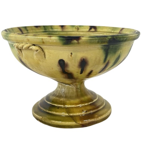 A Chinese Tang dynasty style sancai glazed stem cup, with two rope ...