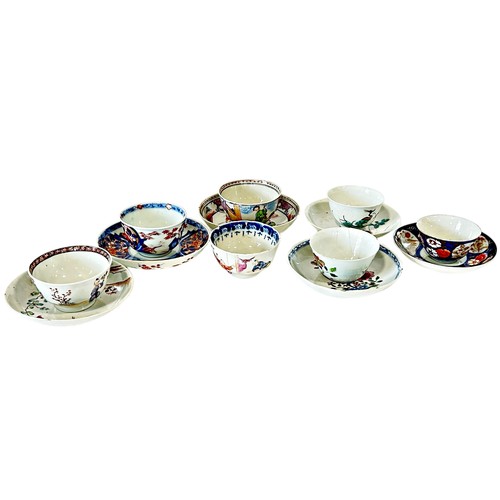 58 - Seven Chinese tea bowls and six saucers of various designs