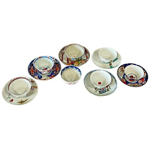 58 - Seven Chinese tea bowls and six saucers of various designs
