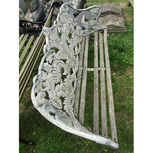 1029 - A weathered Coalbrookdale style cast alloy fern and blackberry pattern garden  bench (for re-commiss... 