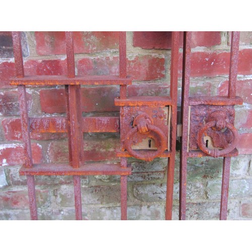 1019A - Two similar cast iron ecclesiastical gates, 127cm x 96cm and 126cm x 118cm (both for re-commissionin... 