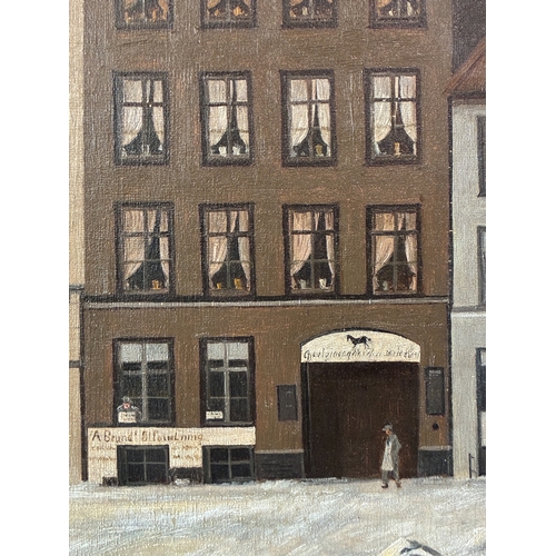 1799 - Wilhelm Ferdinand Leisner (1837-1910) - Snowy street scene (1891), oil on canvas, signed and dated, ... 