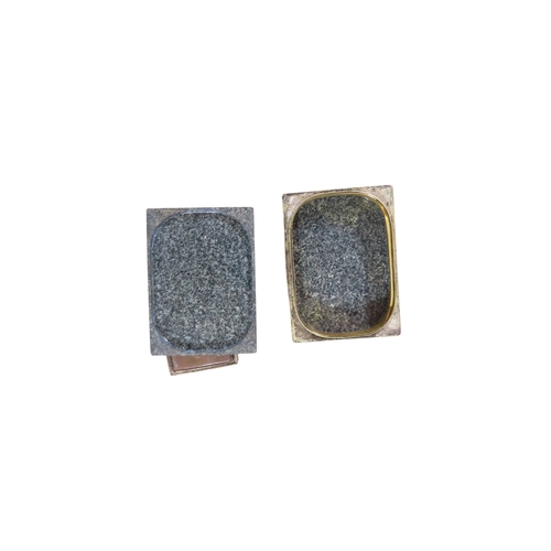 2 - A fine cased 19th century Italian Grand Tour polished granite box, the hinged cover inset with a fin... 