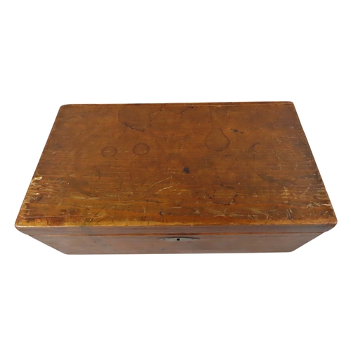 27 - An unusual Victorian pine ‘educational box’ or Wunderkammer collection case, the hinged cover openin... 
