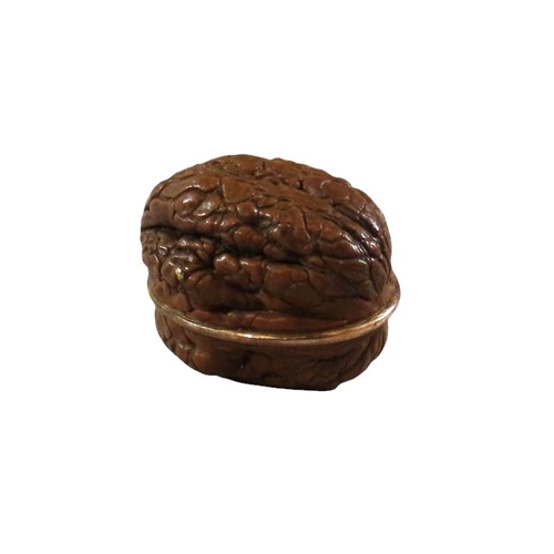 11 - A French natural walnut miniature sewing etui for a child or doll, gilt hinge mount, the lid interio... 