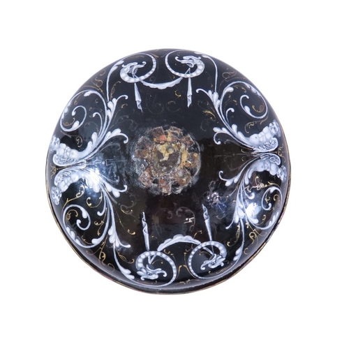 19 - A rare 16th century Limoges grisaille & gilt enamel bowl, decorated internally with a narrative scen... 