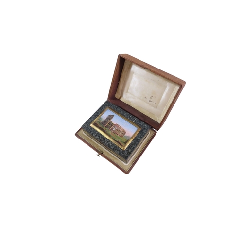 2 - A fine cased 19th century Italian Grand Tour polished granite box, the hinged cover inset with a fin... 