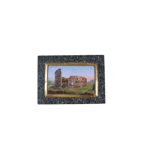 2 - A fine cased 19th century Italian Grand Tour polished granite box, the hinged cover inset with a fin... 