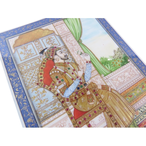 3 - A fine Indian Moghul school portrait miniature depicting Shah Jahan I (1592-1666) presented in full-... 