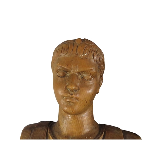 38 - an associated pair of decorative Italian carved limewood or pine busts after Roman emperors, likely ... 