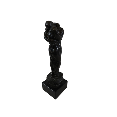56 - Charles Sykes, (British, 1875-1950) After 'Adam and Eve', bronze composite group on square plinth ba... 