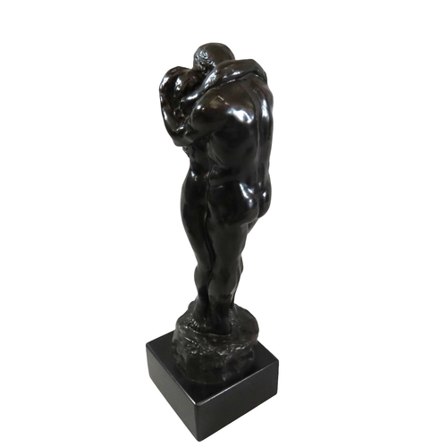 56 - Charles Sykes, (British, 1875-1950) After 'Adam and Eve', bronze composite group on square plinth ba... 