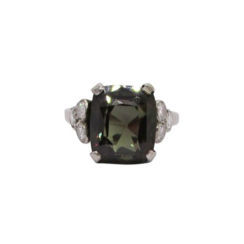 312 - An exceptional Art Deco period natural Alexandrite dress ring, with single fancy cushion cut stone, ... 