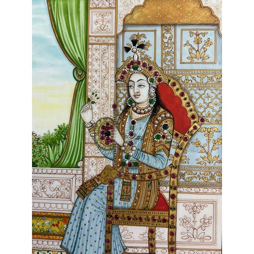 4 - A fine Indian Moghul school portrait miniature depicting Mumtaz Mahal (1593-1631) presented in full-... 