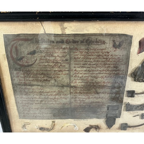 15 - ‘The Rules and Order of Cocking’, a rare and unusual mid 18th century framed illuminated velum docum... 
