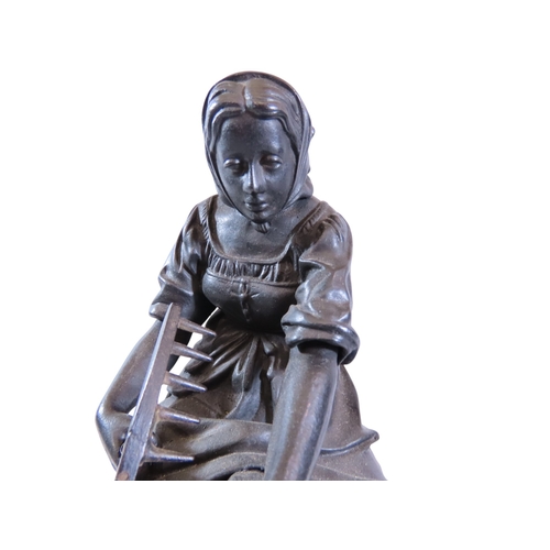59 - After Nikolai Ivanovich Lieberich (1828-1883) Russian, a cast iron figure group of a peasant woman o... 