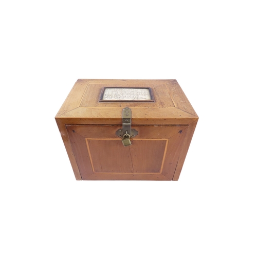 28 - A South German Augsburg-type walnut table cabinet, the exterior with simple boxwood stringing and ap... 