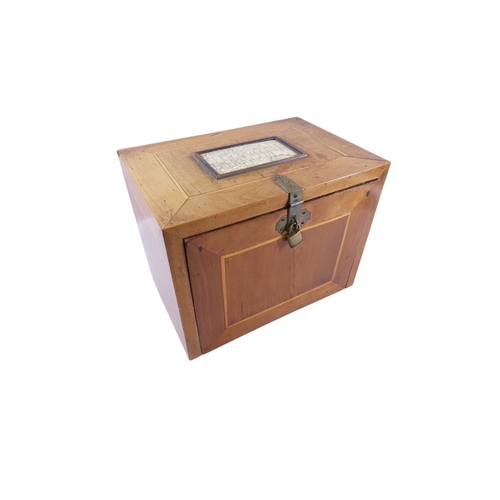 28 - A South German Augsburg-type walnut table cabinet, the exterior with simple boxwood stringing and ap... 