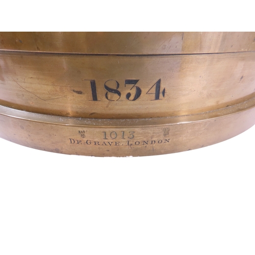 33 - A scarce and impressive William IV Imperial twin-handled bushel capacity measure, Lancaster, Dated 1... 