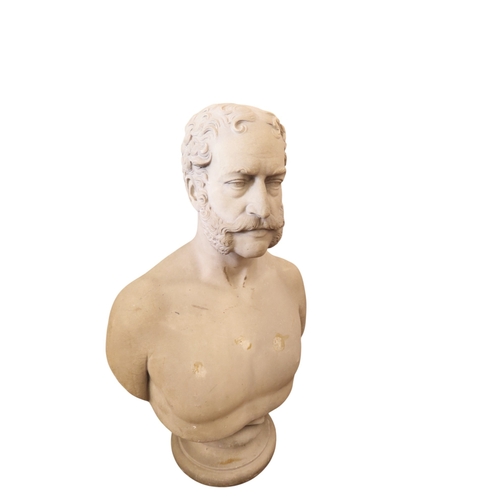 43 - James Sherwood Westmacott (1823 - 1900) a good weathered Victorian carved marble bust of the 2nd Mar... 
