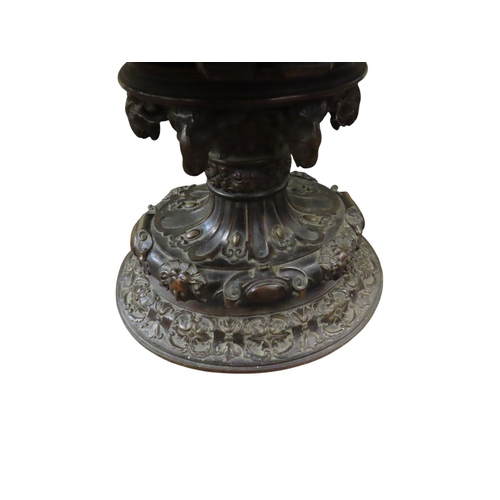 47 - An exceptional 19th century French bronze twin-handled wine cooler of monumental proportions, the ov... 